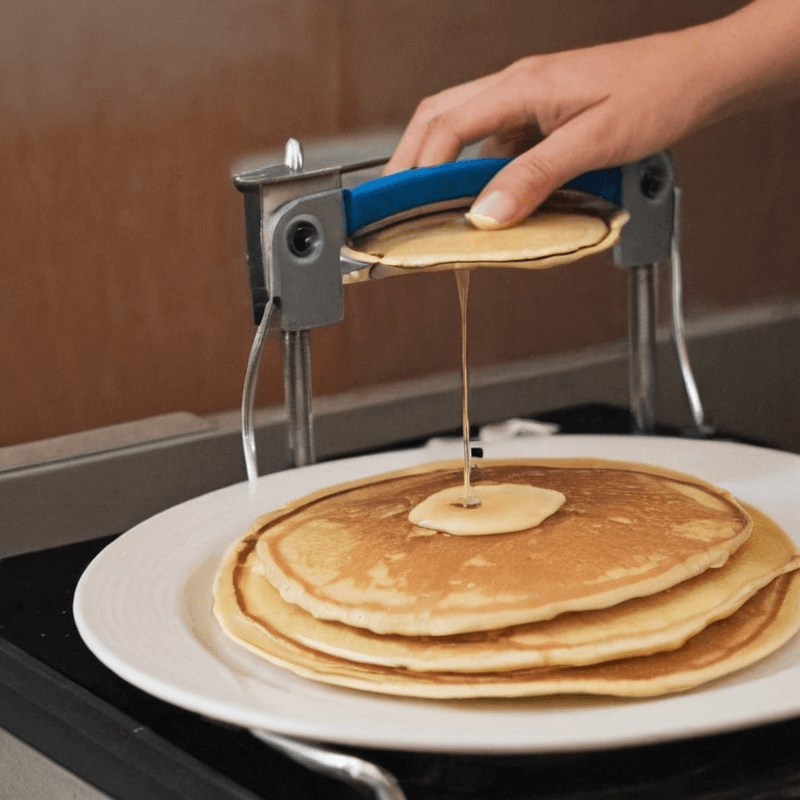 A revolutionary kitchen gadget that spins batter into perfect pancakes.